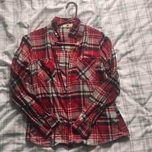 plaid red long sleeve shirt